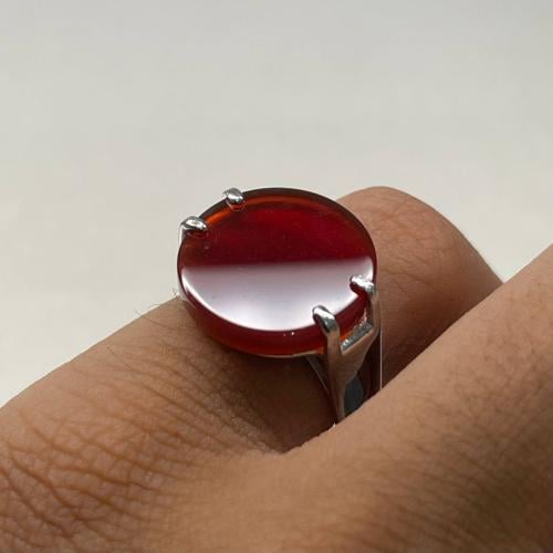 Men's royal silver ring with onyx and kidney-shaped