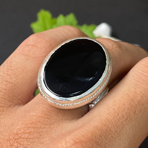 خاتم فضة رجالي بحجر شفه افريقي