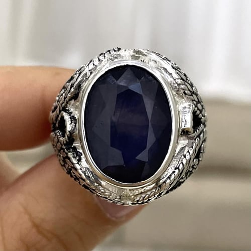 خاتم فضة رجالي بحجر زفير افريقي