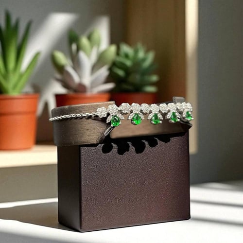 طقم فضة نسائي مرصع بزركون سويسري