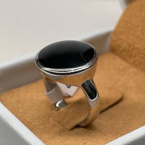 Men's silver ring, royal, black onyx