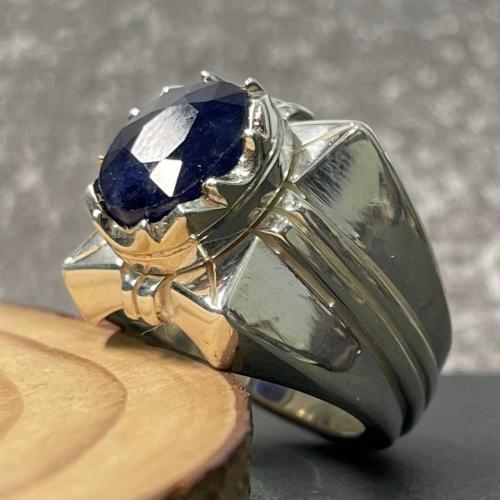 خاتم فضة رجالي بحجر زفير افريقي