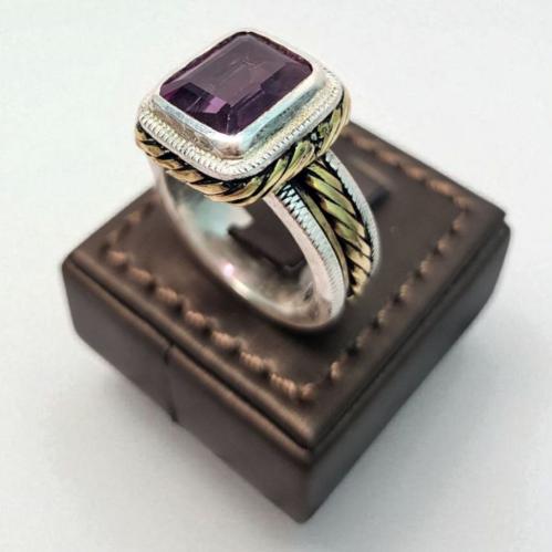 خاتم فضة رجالي بحجر الكسندرايت