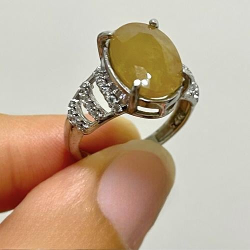 خاتم فضة نسائي بحجر زفير افريقي اصفر