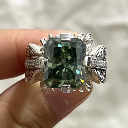 خاتم فضة رجالي بحجر موزنايت صلابة الماس