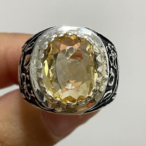 خاتم فضة رجالي بحجر سترين