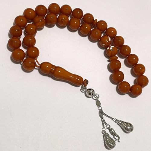 سبحة تراب كهرمان 33 تسبيحه كتلة فضة