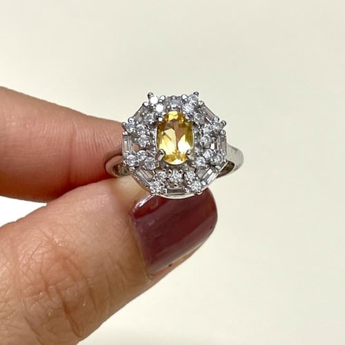 خاتم فضة نسائي بحجر سترين مرصع زركون سويسري