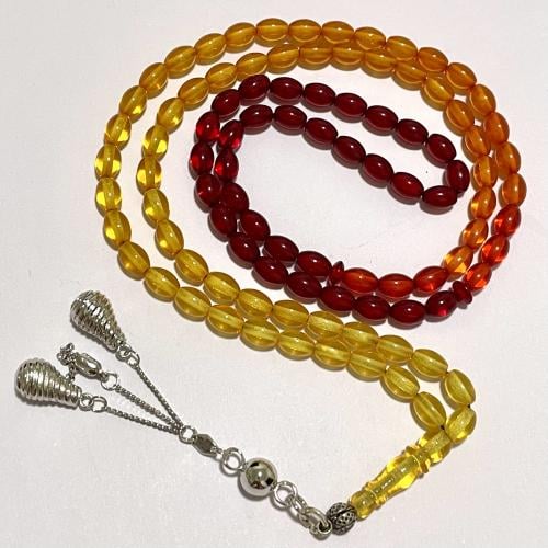 سبحه تراب كهرمان 99 تسبيحه كتلة فضه