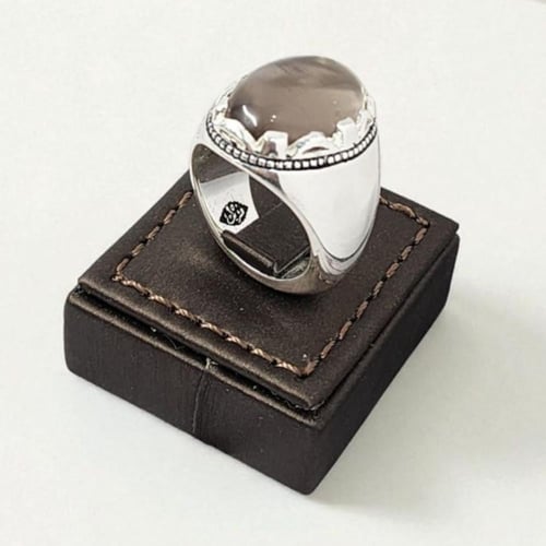 خاتم فضة رجالي بحجر در نجفي طبيعي