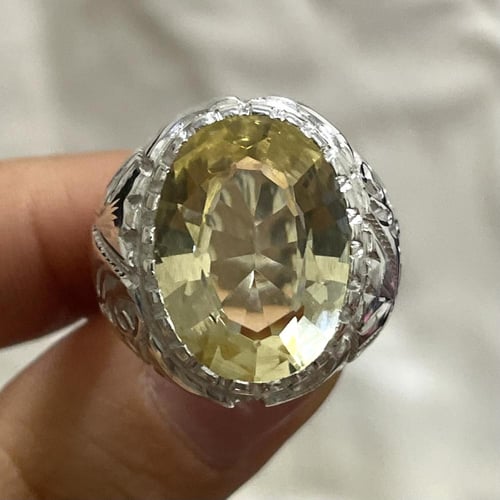 خاتم فضة رجالي بحجر سترين برازيلي