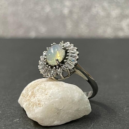 طقم فضة نسائي 3 قطع بحجر اوبال اثيوبي طبيعي