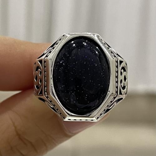 خاتم فضة رجالي بحجر النجوم Sand stone