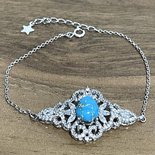 اسورة نسائية بحجر فيروز طبيعي مرصع زركون سويسري