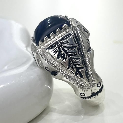 خاتم فضة رجالي بحجر اوبال اثيوبي طبيعي