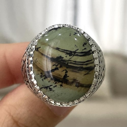 خاتم فضة رجالي بحجر الدم