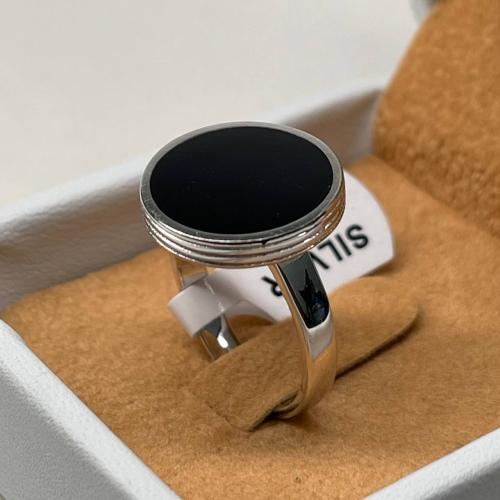 Men's silver ring, royal, black onyx