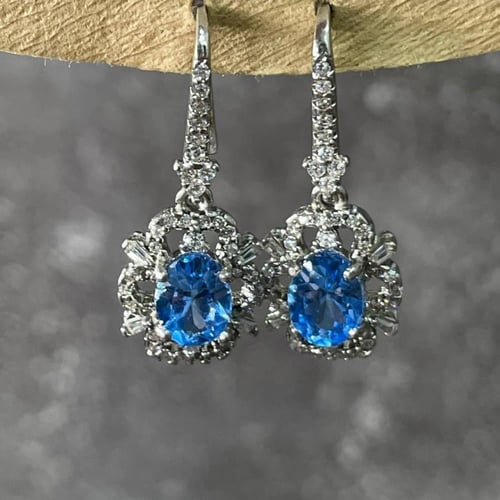 طقم فضة نسائي 3 قطع بحجر توباز