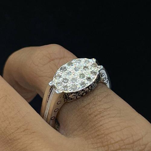 خاتم فضة رجالي الماس طبيعي