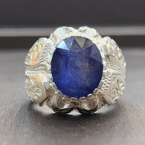 خاتم فضة رجالي بحجر زفير أفريقي