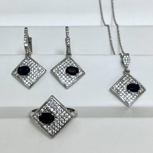 طقم فضة نسائي حجر زفير افريقي