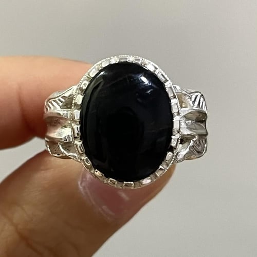 خاتم فضة رجالي بحجر عقيق يماني حجر الدم