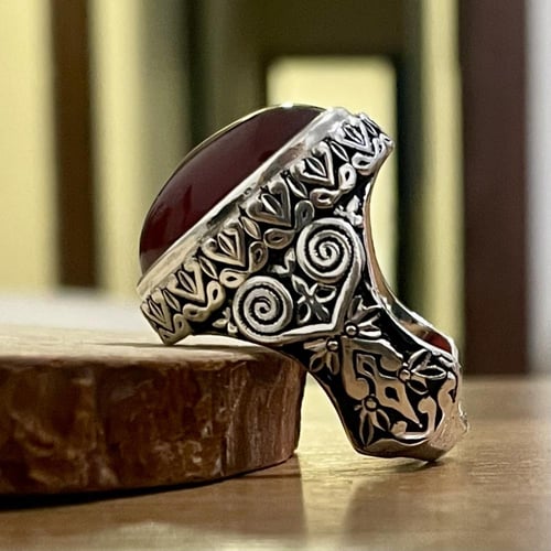 خاتم فضة رجالي بحجر