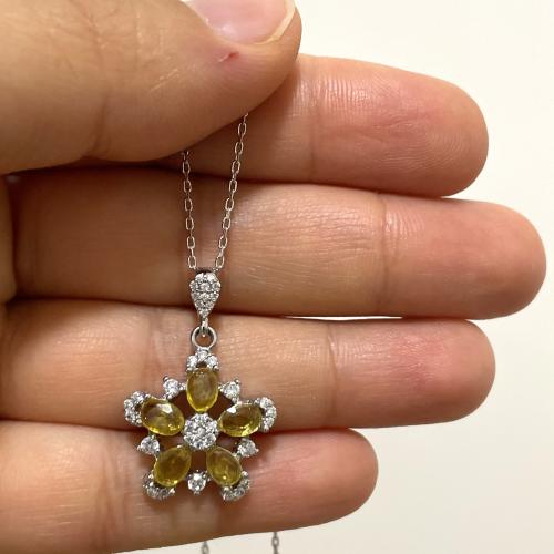 قلادة فضة نسائية مرصع 5 احجار سترين ومرصع زركون سو...