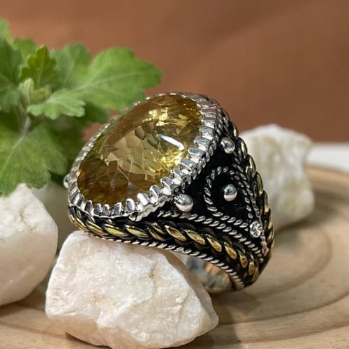 خاتم فضة رجالي بحجر سترين