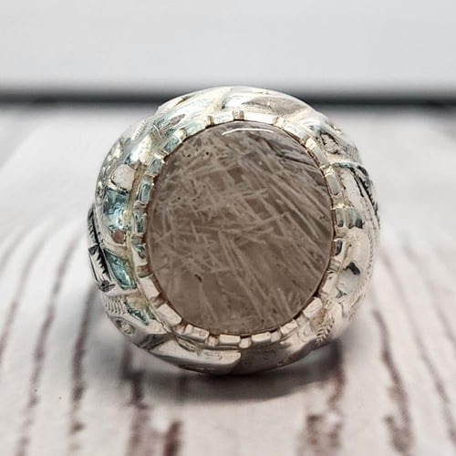 خاتم فضة رجالي بحجر عقيق مسماري طبيعي