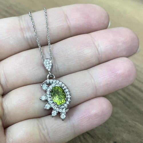 طقم فضة نسائي 4 قطع بحجر زبرجد طبيعي