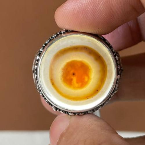 خاتم فضة رجالي بحجر خرزة التبت