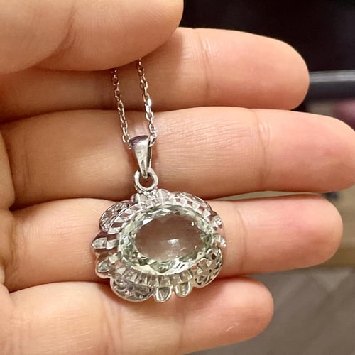 قلادة فضة نسائية بحجر اكوامارين