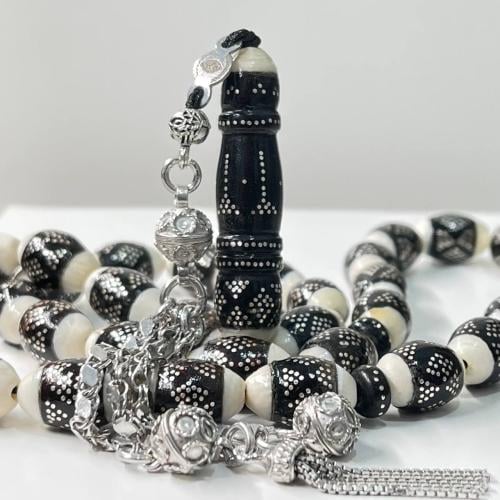 سبحة يسر طبيعي مطعم بالفضة