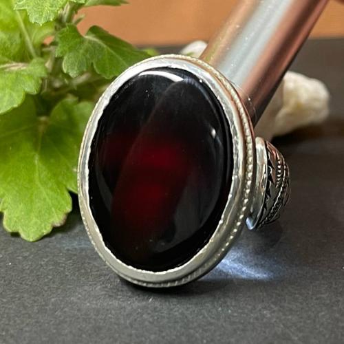 خاتم فضة رجالي بحجر شفه افريقي