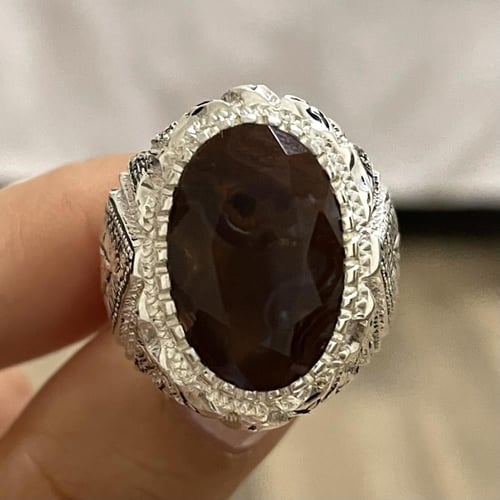 خاتم فضة رجالي بحجر عقيق مكسيكي