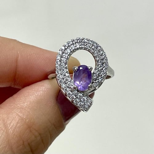 طقم فضة نسائي بحجر اماتيست ( جمشت )