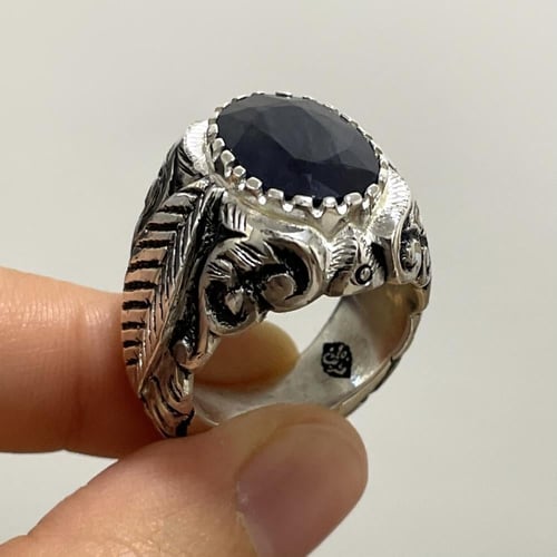 خاتم فضة رجالي بحجر زفير افريقي