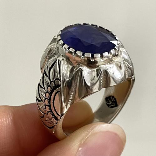 خاتم فضة رجالي بحجر زفير افريقي