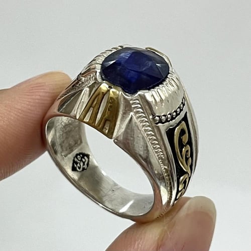 خاتم فضة رجالي بحجر زفير افريقي