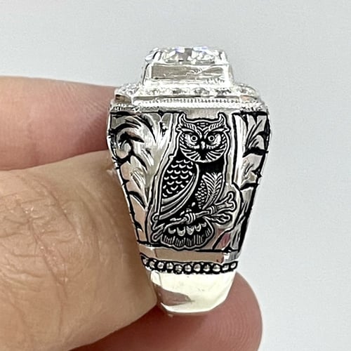 خاتم فضة رجالي بحجر موزنايت صلابة الالماس