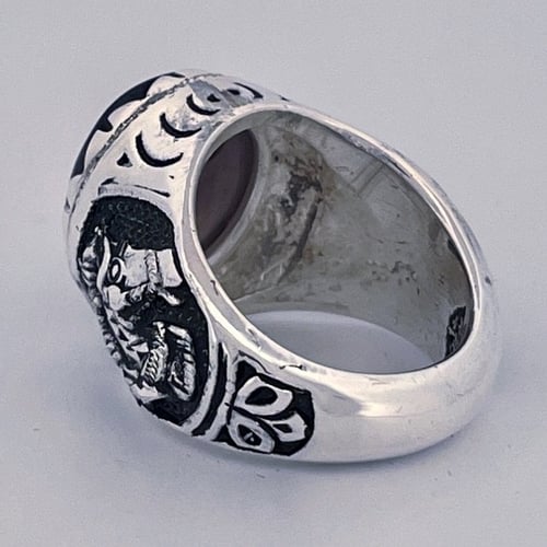 خاتم فضة رجالي بحجر عقيق يماني مصور طبيعي