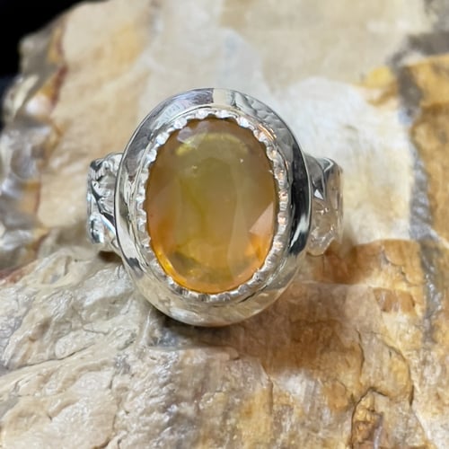 خاتم فضة رجالي بحجر زفير اصفر افريقي