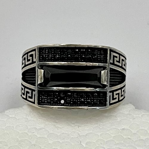 خاتم رجالي فضه حجر زركون اسود