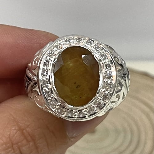 خاتم فضة رجالي بحجر زفير اصفر افريقي