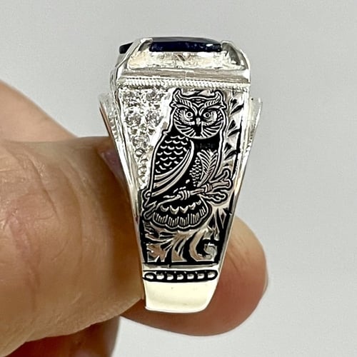 خاتم فضة رجالي بحجر زفير افريقي