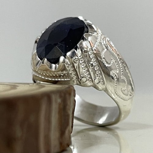 خاتم فضة رجالي بحجر زفير افريقي