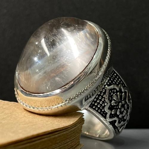خاتم فضة رجالي بحجر در نجفي طبيعي