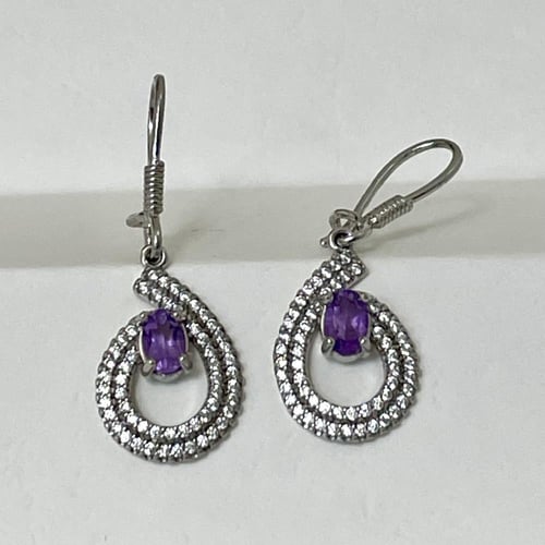 طقم فضة نسائي بحجر اماتيست ( جمشت )