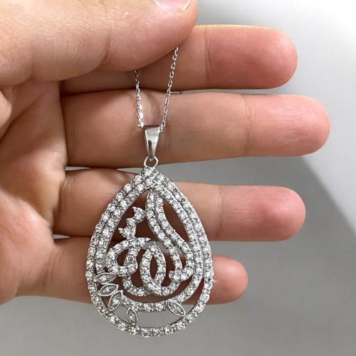 قلادة فضة نسائية راقية مرصعة بالكريستال